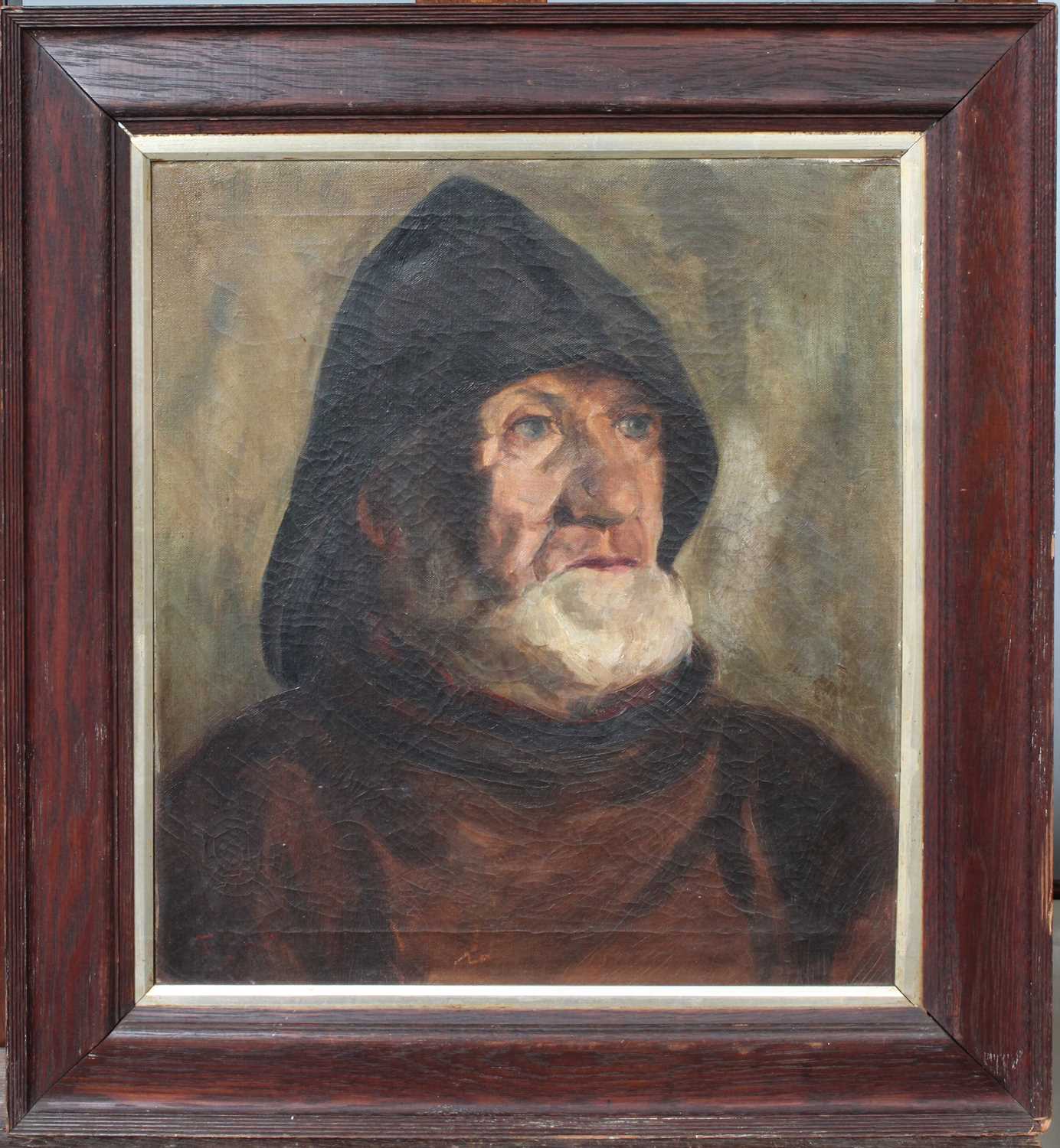 F* Hardy (20th Century) Portrait of a bearded fisherman, bust lengthSigned, oil on canvas, 48cm by - Image 2 of 2