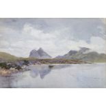 James Hebert Snell (1861-1935) Extensive mountainous landscape with heather moorland and