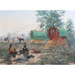 Michael David Herring (b.1944) Gypsy EncampmentSigned, signed verso, oil on canvas, 44.5cm by 60cm