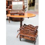 A Regency Rosewood Canterbury, with open fretwork divisions and single drawer, 50cm by 40cm by 47cm;