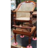 A Victorian Mahogany and Canework Childs Metemorphic Highchair