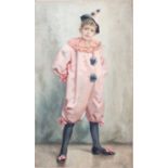 British School (20th Century) Young boy dressed as PierrotWatercolour, 107cm by 61cm (unframed)