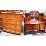 A Victorian Satinwood Four Height Chest of Drawers, 102cm by 58cm by 120cm; together with a mahogany