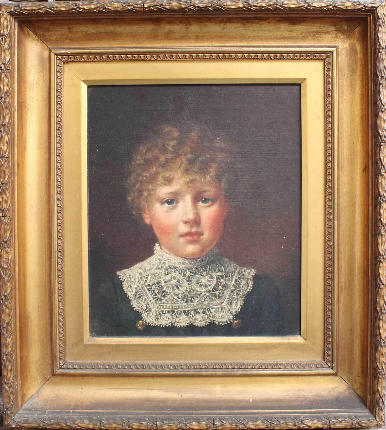 Caroline Alice Millington (1853-1929) Portrait of a child, bust length, wearing a lace collar - Image 2 of 2