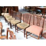 Eight Assorted Chairs, including Georgian mahogany dining chairs and a carved and upholstered