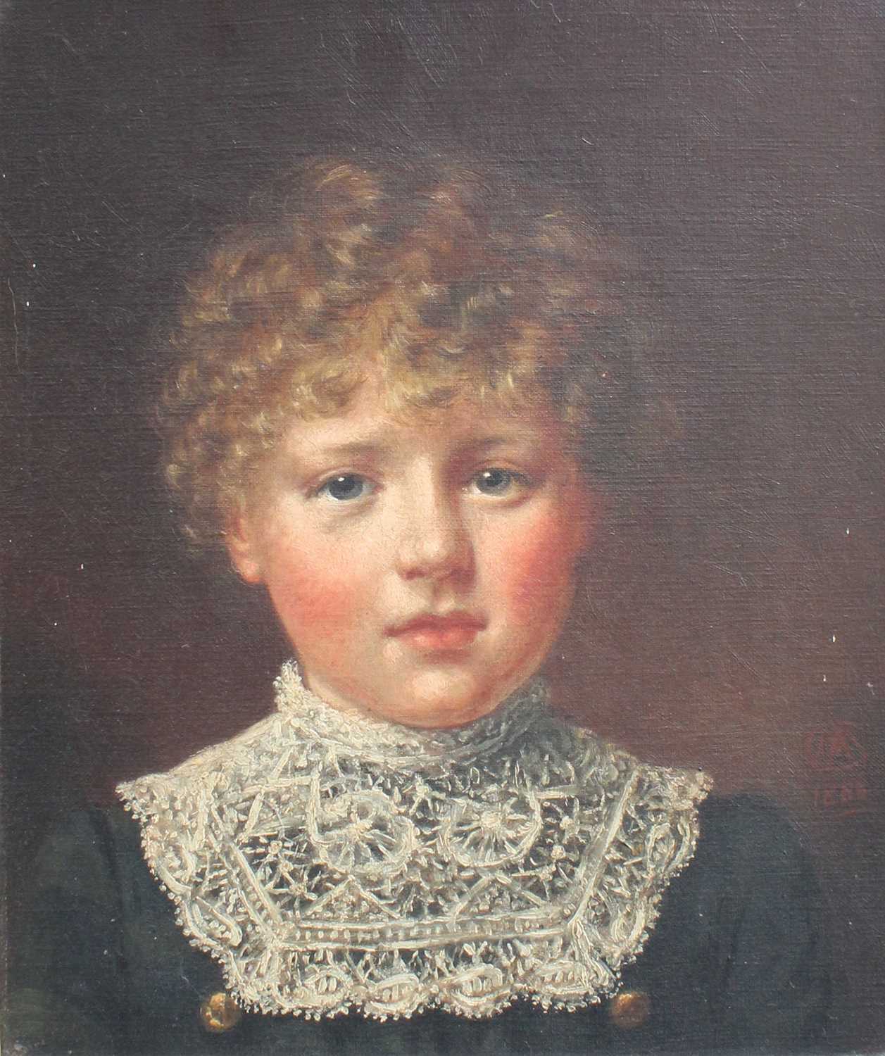 Caroline Alice Millington (1853-1929) Portrait of a child, bust length, wearing a lace collar