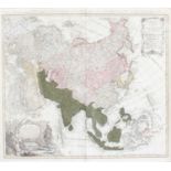 Hasius (i.m.) Carte de L'Asie 1744, hand coloured, engraved map of Asia, mounted, framed and glazed,