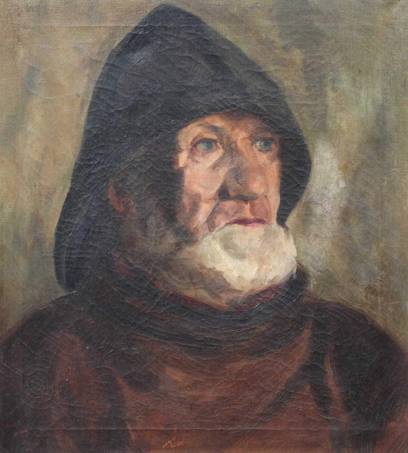 F* Hardy (20th Century) Portrait of a bearded fisherman, bust lengthSigned, oil on canvas, 48cm by