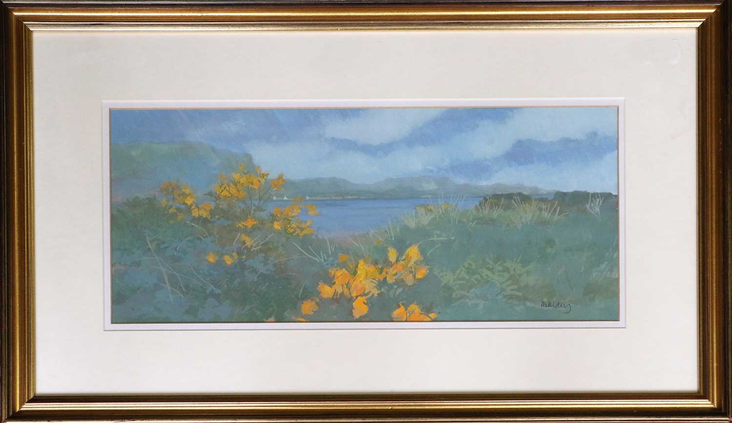 Irene Halliday (b.1931) Scottish''Easdale Ireland Landscape''Signed, gouache, 19cm by 43cm - Image 2 of 2