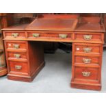 A Victorian Mahogany Twin Pedestal Clerks Desk, with leather inset top, 132cm by 65cm by 88cm