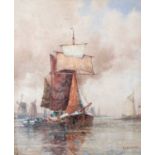 Frederick James Aldridge (1850-1933)Dutch ship at anchorSigned, watercolour, 30.5cm by 24.5cm