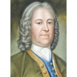 British School (18th Century)Portrait of a gentleman in a green coat and blue waistcoatChalk,