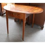 A Regency Inlaid Mahogany Pembroke Table, with single drawer and on square tapered supports with