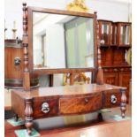 A William IV Mahogany Dressing Table Mirror, the platform base fitted with three drawers, 59cm by
