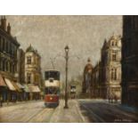 Arthur Delaney (1927-1987)"The Lancashire Tram"Signed, extensively inscribed verso, oil on board,