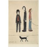 After Laurence Stephen Lowry RBA, RA (1887-1976)"Three Men and a Cat"Indistinctly signed, with the