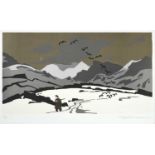 Sir Kyffin Williams OBE, RA (1918-2006) Welsh"Pontllyfni in Snow"Signed and numbered 39/150,