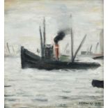 Laurence Stephen Lowry RBA, RA (1887-1976)"Tug"Signed and dated 1959, oil on panel, 19cm by 17.