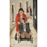 Harold Riley DL, DLitt, FRCS, DFA, ATC (1934-2023) Man in a WheelchairSigned by Harold Riley and L S