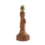 Robert Mouseman Thompson (1876-1955): An English Oak Table Lamp, octagonal column and base, with