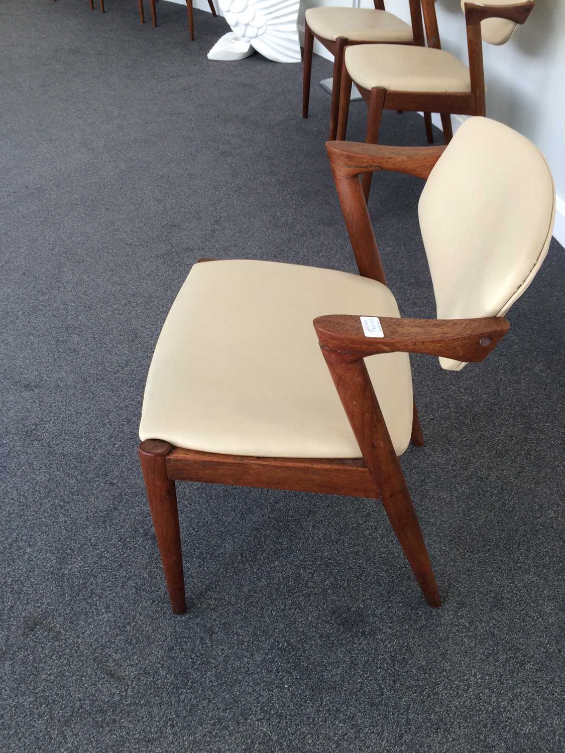 A Set of Six 1960s Danish Teak Model 42 Armchairs, designed by Kai Kristiansen, the frames with - Image 25 of 28