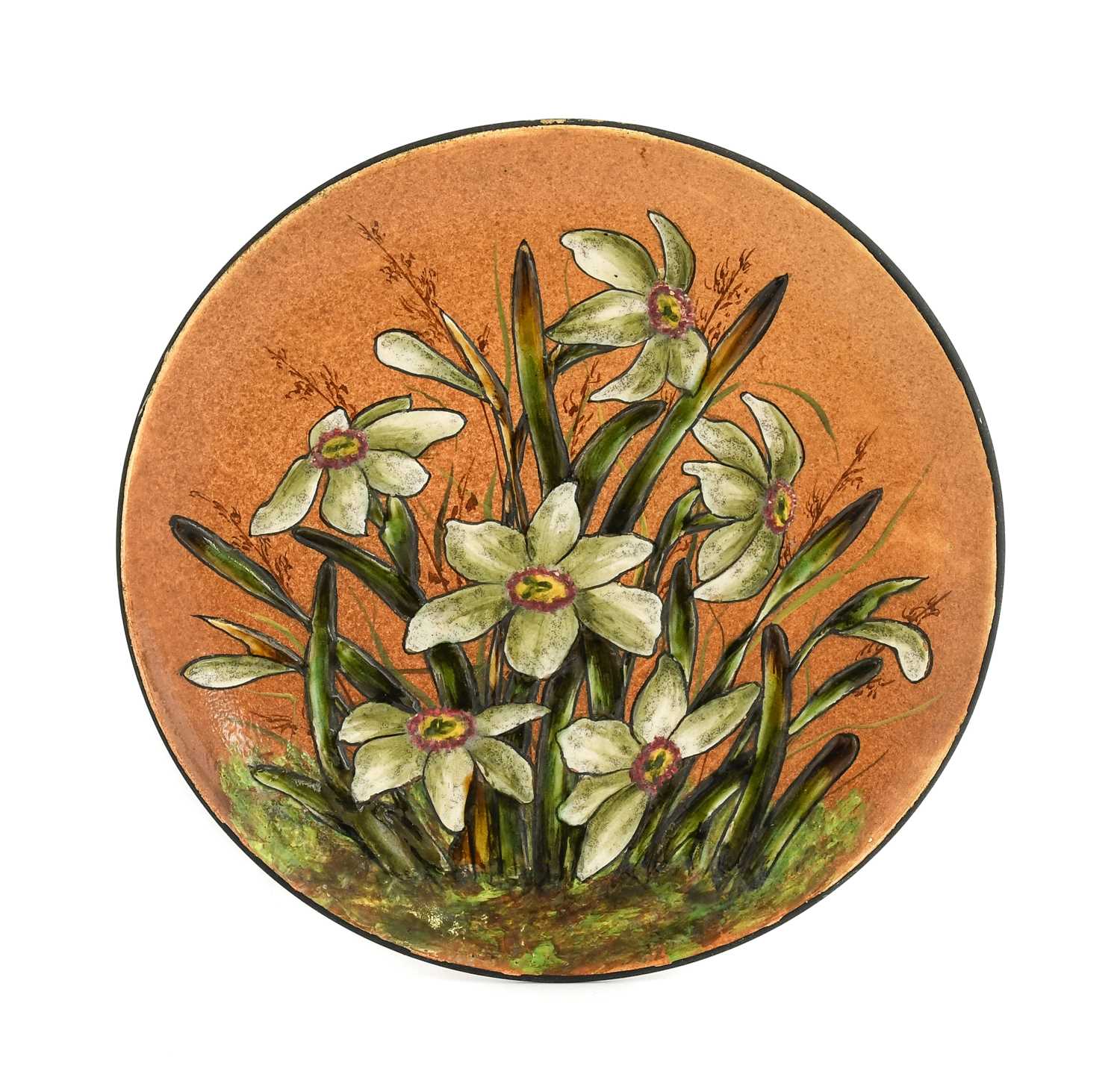 Christopher Dresser (Scottish, 1834-1904) for Linthorpe Pottery: A Dish, painted with fushsias, - Image 8 of 22