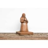 Workshop of Robert Mouseman Thompson (Kilburn): A Carved English Oak Figure of a Merry Monk Newel