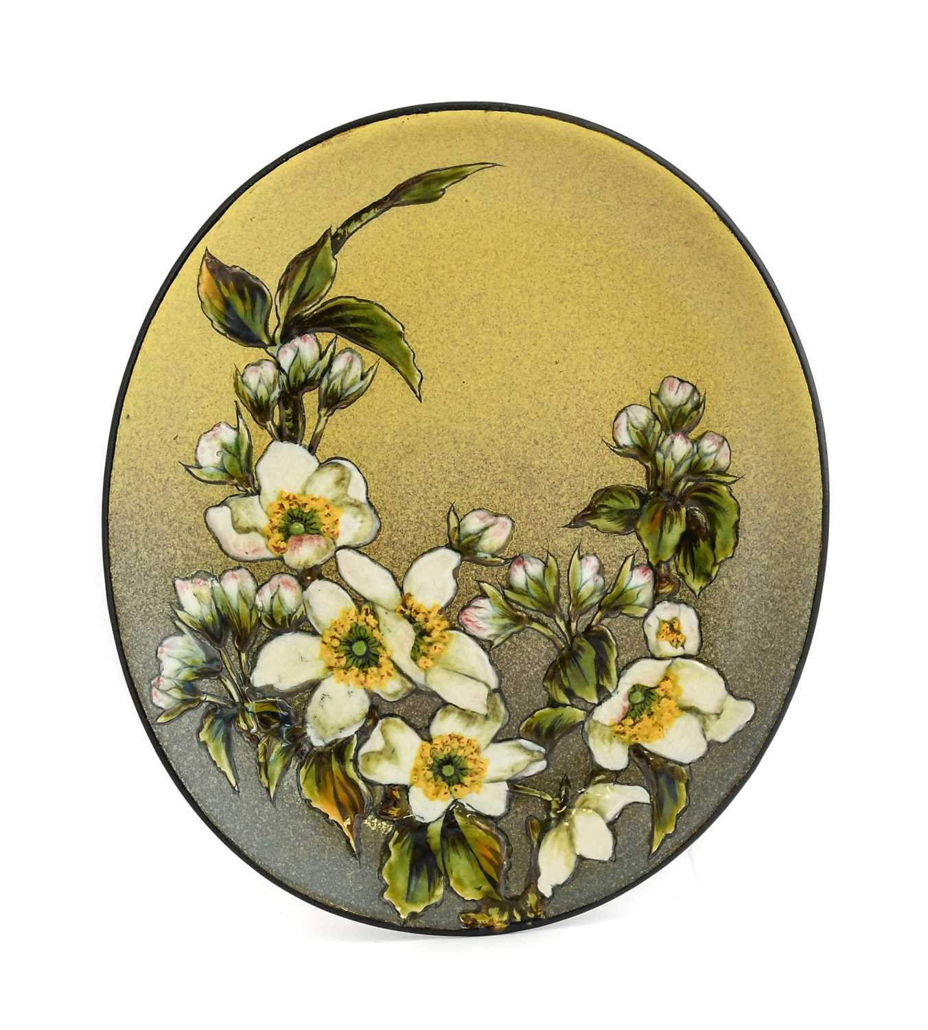 Christopher Dresser (Scottish, 1834-1904) for Linthorpe Pottery: A Dish, painted with fushsias, - Image 3 of 22