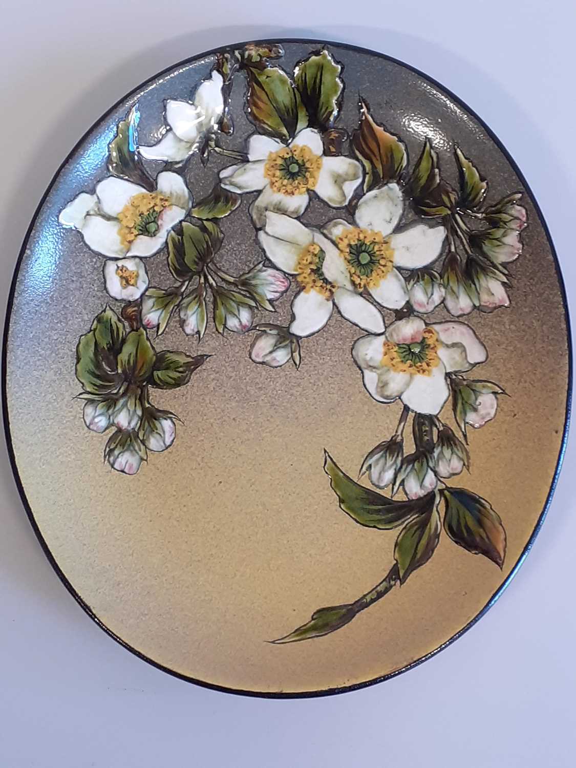 Christopher Dresser (Scottish, 1834-1904) for Linthorpe Pottery: A Dish, painted with fushsias, - Image 22 of 22