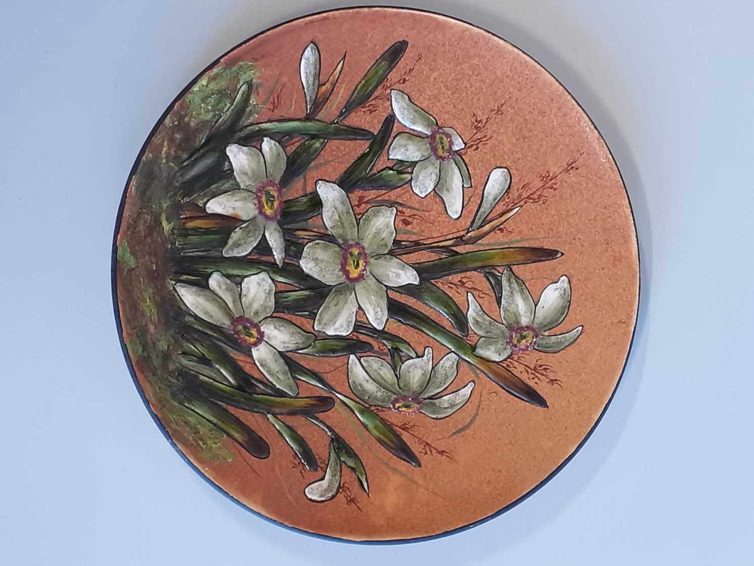 Christopher Dresser (Scottish, 1834-1904) for Linthorpe Pottery: A Dish, painted with fushsias, - Image 17 of 22