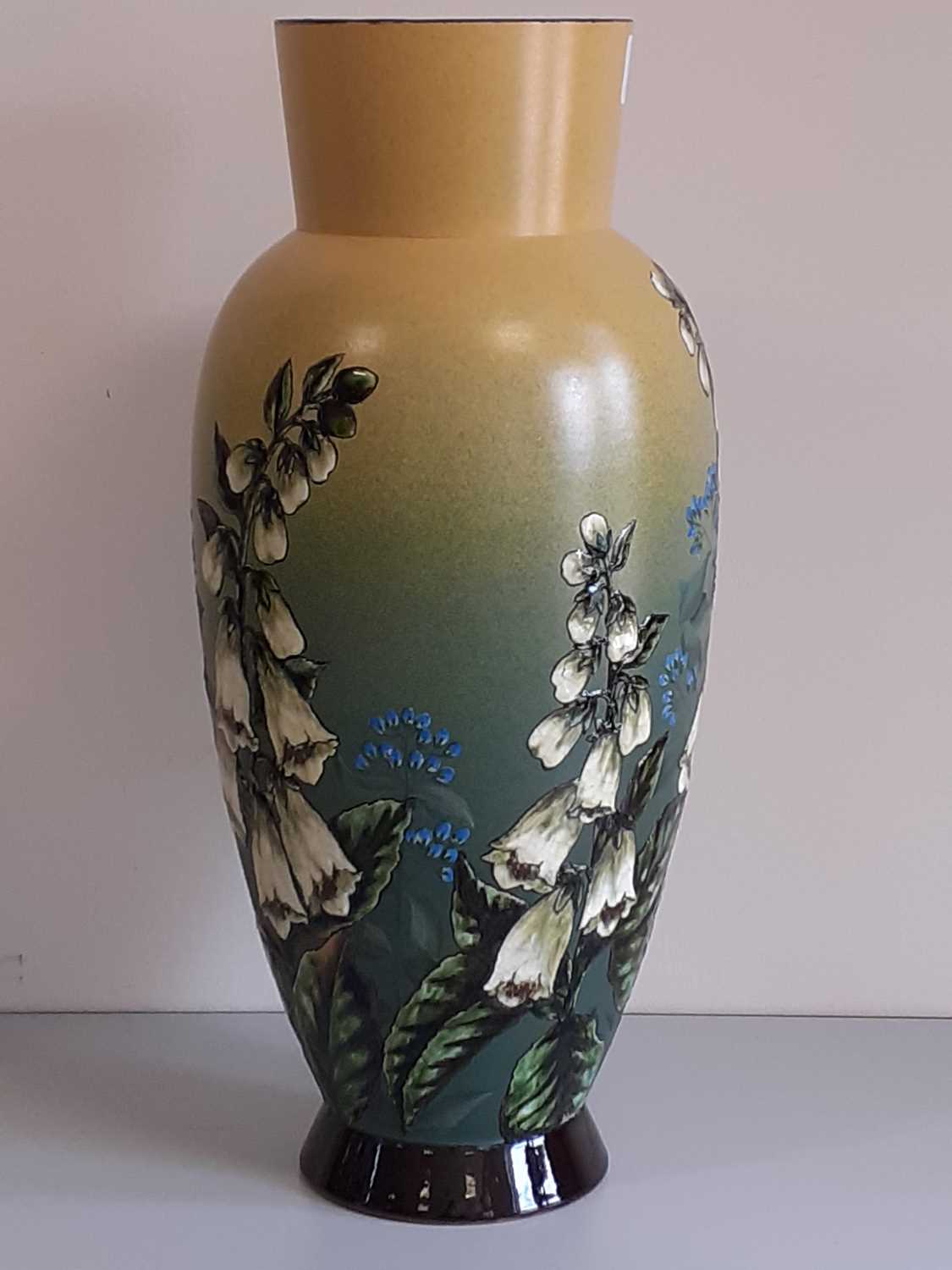 A Pair of Linthorpe Pottery Vases, shape No.477, painted by Alec Burns, with foxgloves, in shades of - Image 5 of 14