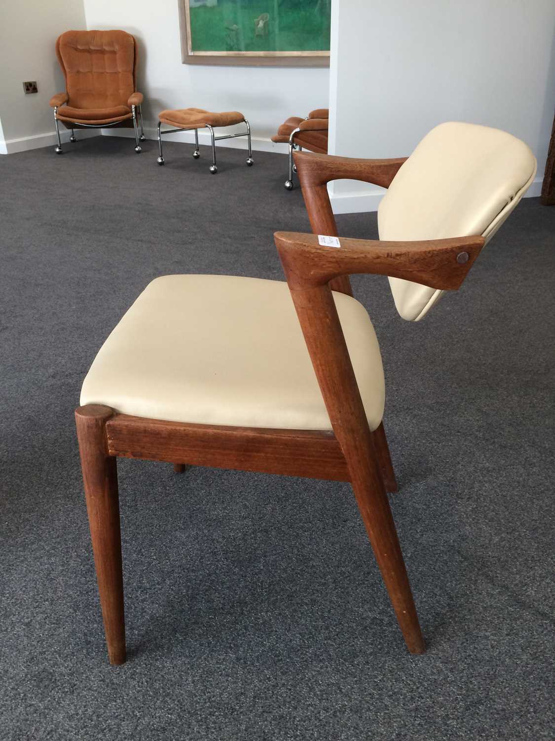 A Set of Six 1960s Danish Teak Model 42 Armchairs, designed by Kai Kristiansen, the frames with - Image 12 of 28