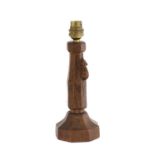 Robert Mouseman Thompson (1876-1955): An English Oak Table Lamp, octagonal column and base, with