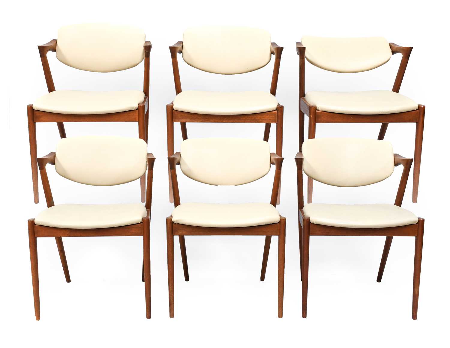 A Set of Six 1960s Danish Teak Model 42 Armchairs, designed by Kai Kristiansen, the frames with - Image 2 of 28