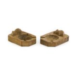 Workshop of Robert Mouseman Thompson (Kilburn): Two English Oak Ashtrays, of standard rectangular