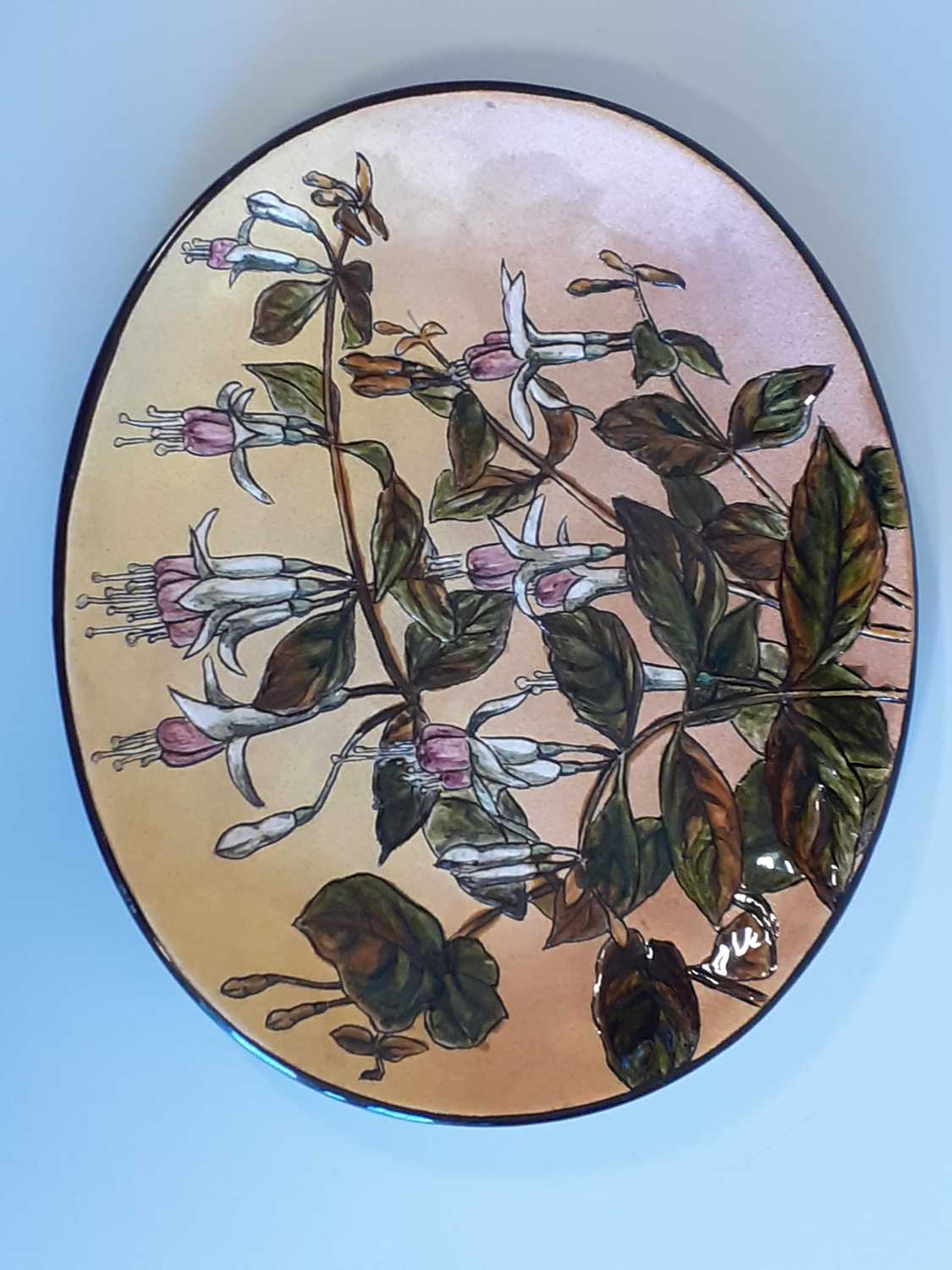 Christopher Dresser (Scottish, 1834-1904) for Linthorpe Pottery: A Dish, painted with fushsias, - Image 20 of 22