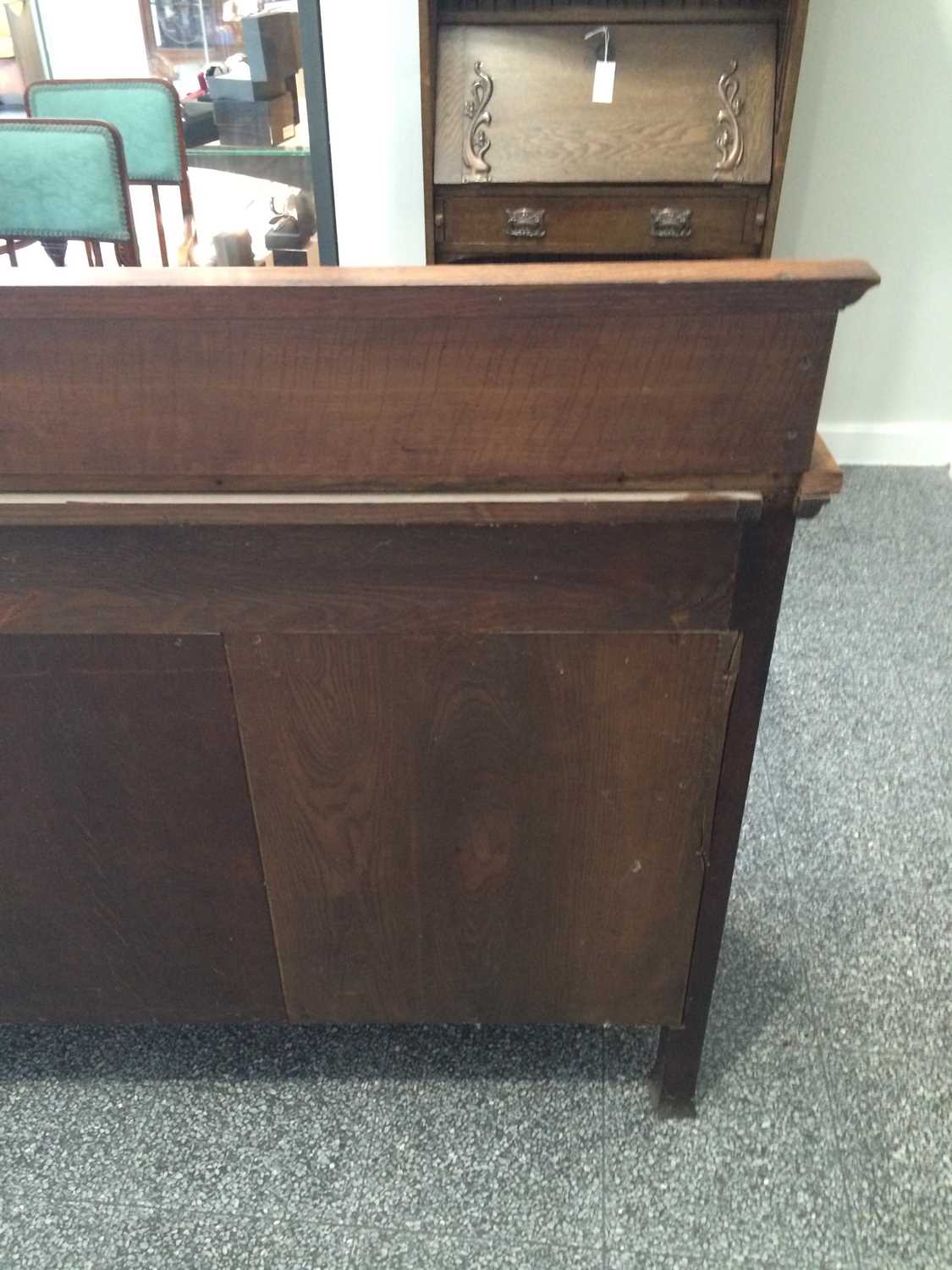 An Arts & Crafts Shapland & Petter of Barnstaple Inlaid Oak Sideboard, with raised upstand, above - Image 9 of 22