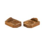 Workshop of Robert Mouseman Thompson (Kilburn): Two English Oak Ashtrays, of standard rectangular