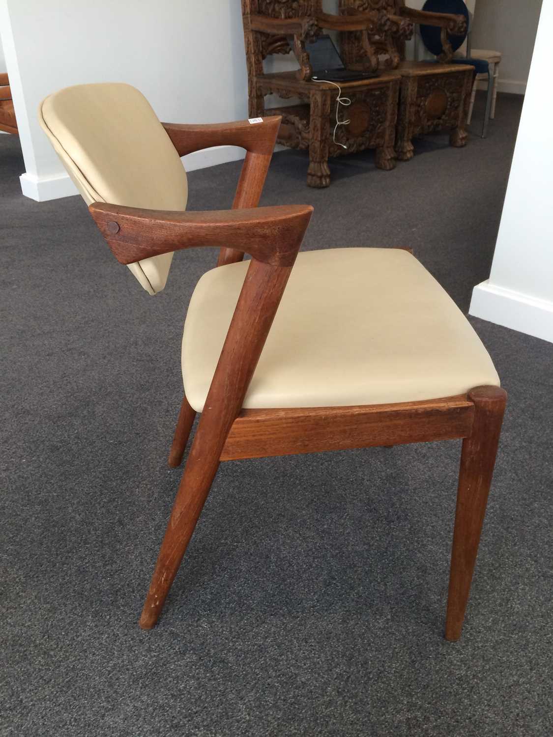 A Set of Six 1960s Danish Teak Model 42 Armchairs, designed by Kai Kristiansen, the frames with - Image 11 of 28