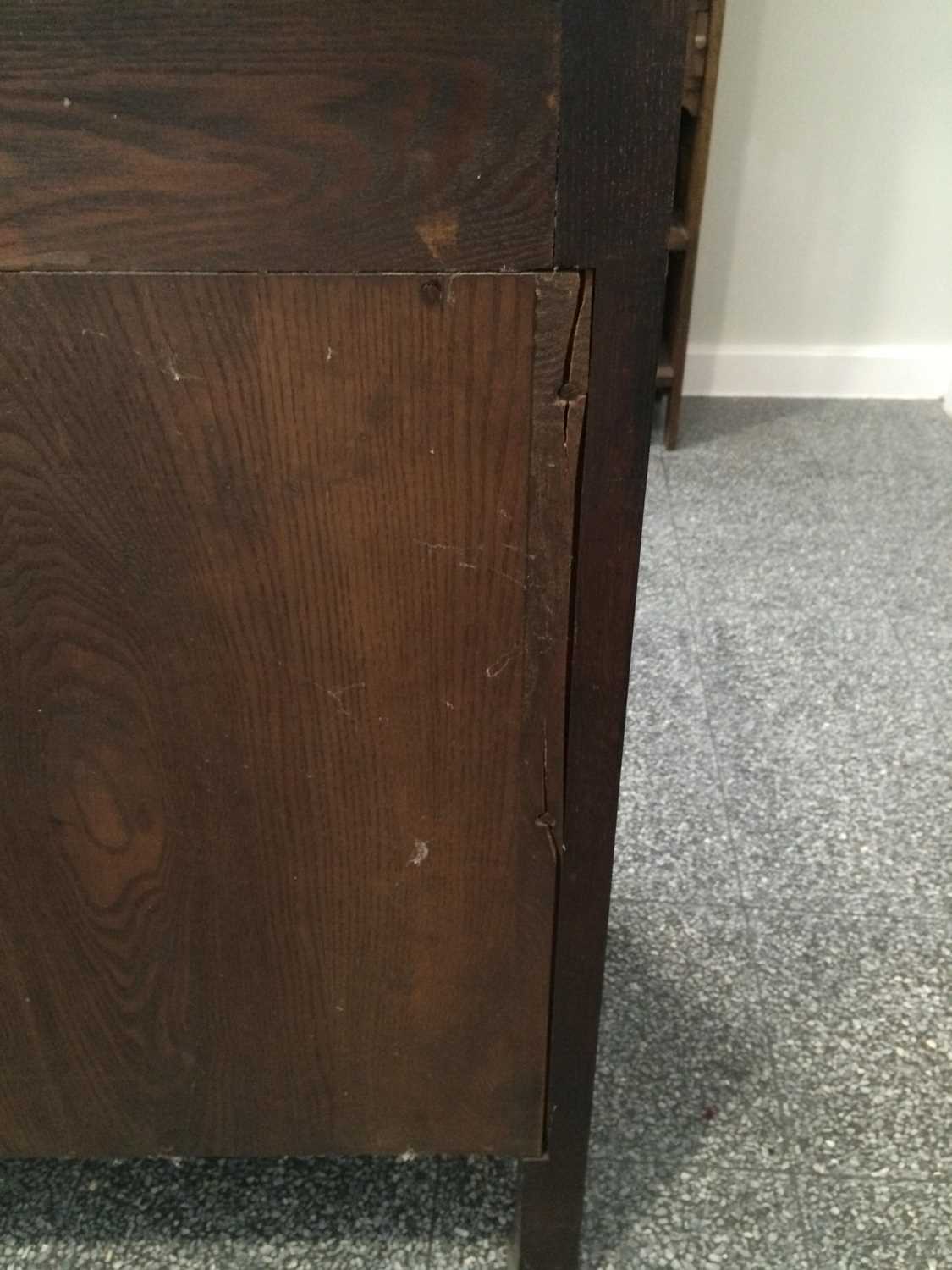 An Arts & Crafts Shapland & Petter of Barnstaple Inlaid Oak Sideboard, with raised upstand, above - Image 16 of 22