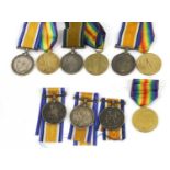 Three First World War Pairs, each comprising British War Medal and Victory Medal, awarded to:-