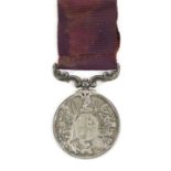 A Victorian Army Long Service and Good Conduct Medal, with swivelling scroll suspender, awarded to