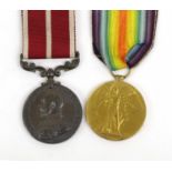 A Meritorious Service Medal (George V) and a Victory Medal, awarded to T4-144293 DVR.W.HAWKINS. R.