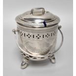 A Victorian Silver Sugar-Bowl and Cover, by John Crane Salt, London, 1866, of cauldron-form,