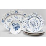 A Pair of Chinese Porcelain Dishes, Qianlong, painted in underglazed blue with flowers, together