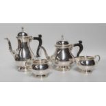 A Four-Piece Elizabeth II Silver Tea-Service, by Barker Ellis Silver Co, Birmingham, 1984, each