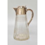 A George V Silver-Mounted Cut-Glass Claret-Jug, Makers Marks Indistinct, Birmingham, 1919,