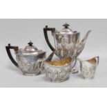 A Four-Piece Victorian and Edward VII Silver Tea and Coffee-Service, The Teapot; Cream-Jug and