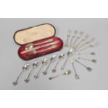 A Collection of Assorted Silver Flatware, including a cased Victorian silver christening-set and