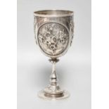 A Victorian Silver Goblet, by Thomas White, London, 1875, the bowl tapering cylindrical, each side